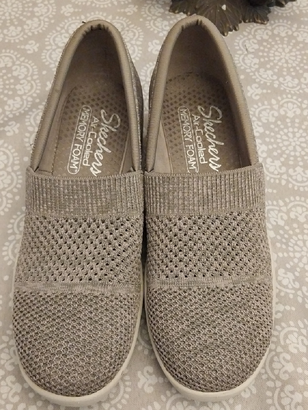 Skechers Taupe Knit Slip-On Moccasins